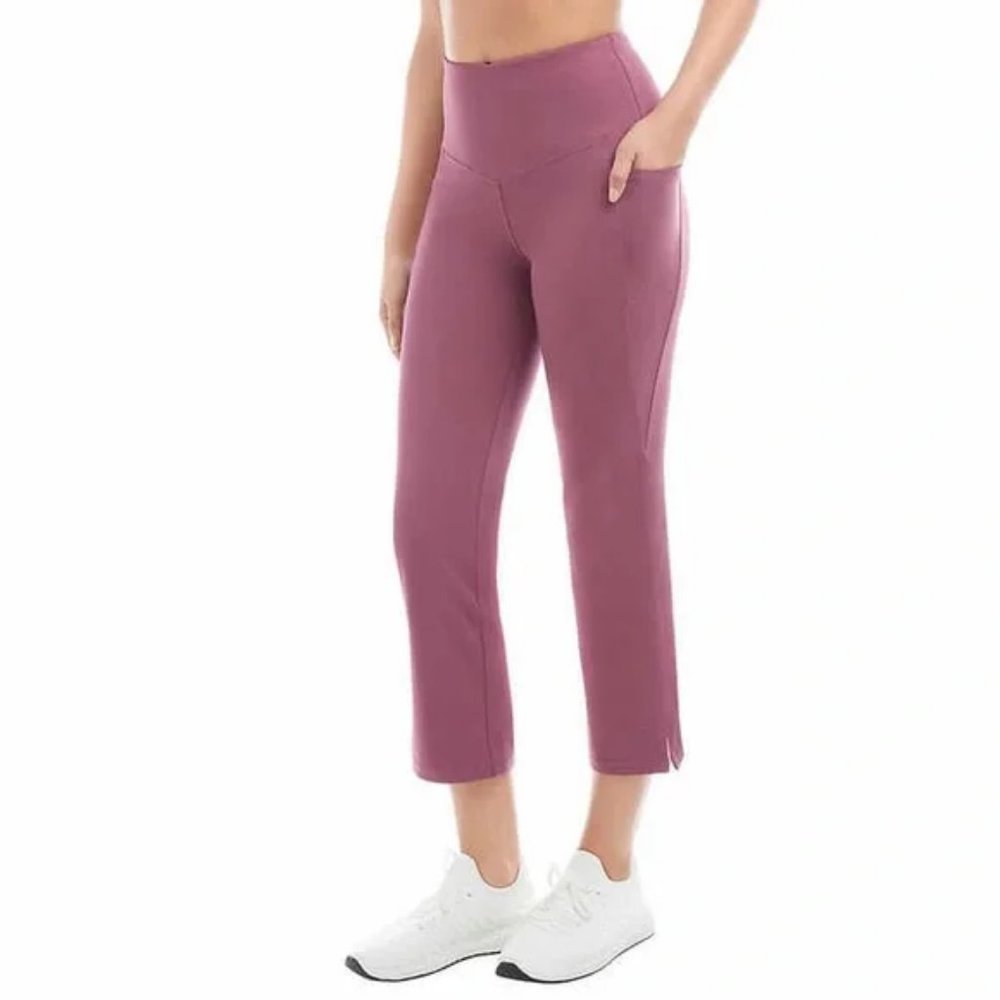 NWT Jockey Ladies' Cropped Slit Flare Pant Yoga Capri Legging Red Medium